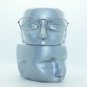 Reading Glasses Polished Silver Metal Oval Frame Square Bridge +1.50 Lens