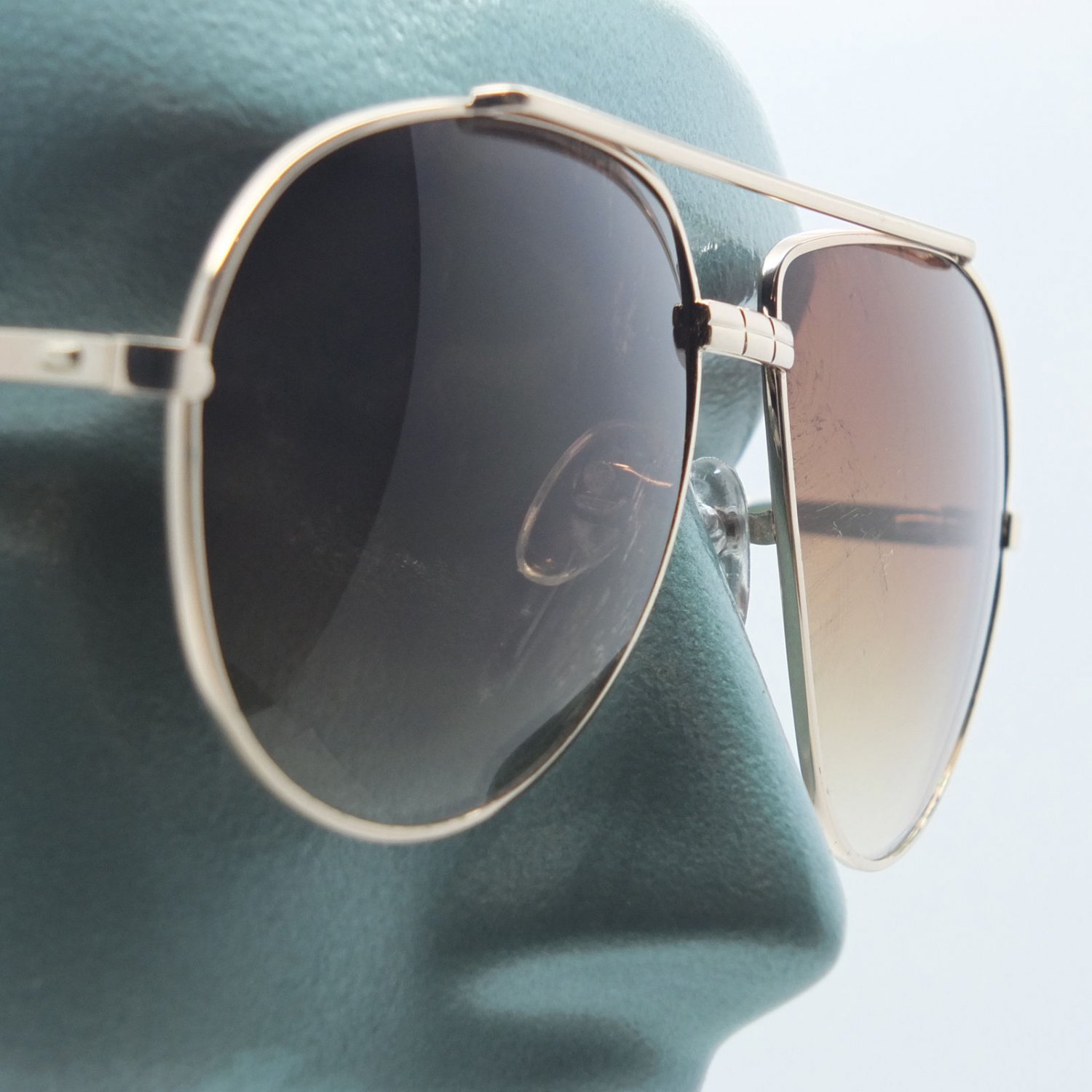 Big Brown Lens Gold Frame Straight Bridge Classic Aviator Sunglasses Sun Shades 