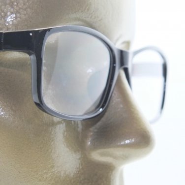Reading Glasses Broadcaster Rectangle Glossy Black Frame Spring Hinge +3.25 Lens