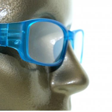 Reading Glasses Sleek Rectangle Spring Hinge Frame Frosted Matte Aqua Blue +1.75
