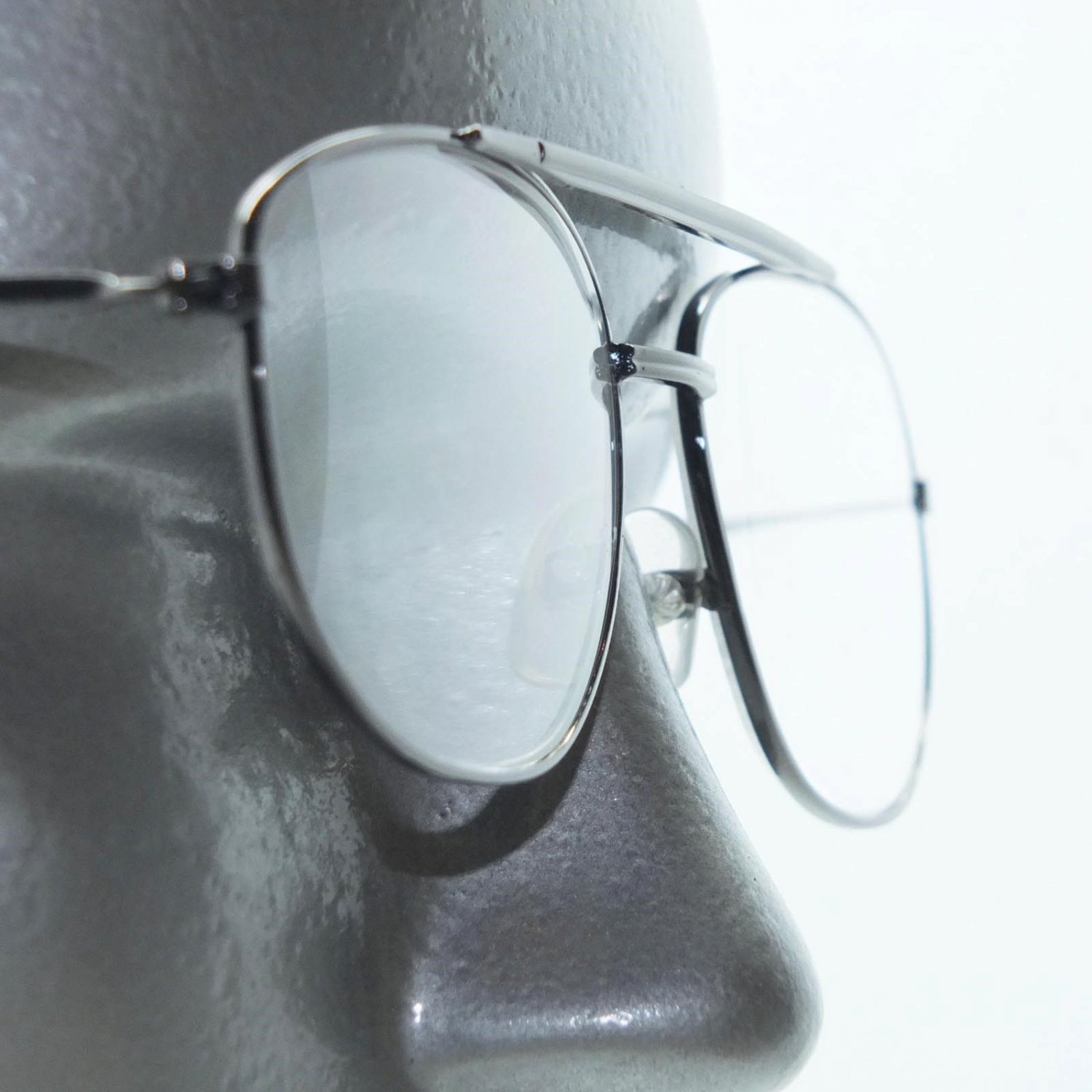 Small Aviator Style Reading Glasses Shiny Gray Metal Frame 150 Lens 