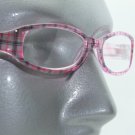 Preppy Style Plaid Frame Reading Glasses +2.00 Lens Strength Pink Clear Black