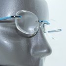 Frameless Invisible Lens Reading Glasses +1.50 Bright Light Blue and Metal Trim