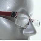 City Style Reading Glasses Burgundy Red Metal Polished Straight Top Frame +2.25