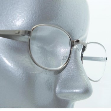 Reading Glasses Low Profile Shiny Gray Metal Small Frame +1.50 Lens