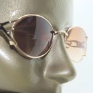 Bifocal Tinted Reading Glasses Polished Gold Oval Metal Frame +3.25 Lens