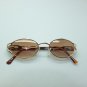 Bifocal Tinted Reading Glasses Polished Gold Oval Metal Frame +3.25 Lens