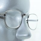 Reading Glasses Shiny Gray Metal Small Oval Frame Angle Bridge+1.50 Lens