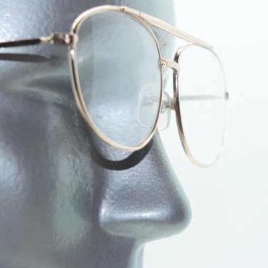 Aviator Style Reading Glasses Shiny Gold Metal Small Frame +1.50 Lens
