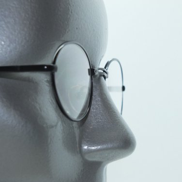 Reading Glasses +1.00 Petite Round Oval Lens Black Metal Frame