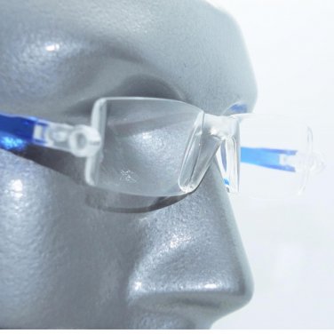 Reading Glasses No-See Frameless Lightweight Electric Blue Accent Sides +1.50