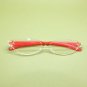 Frameless Modern Cat Eye Reading Glasses Pearly Glitter Red Side Arms +2.00