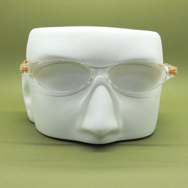 Frameless Modern Cat Eye Reading Glasses Pearly Glitter Gold Side Arms +2.00