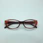 Reading Glasses Floral Feather Embossed Brown Crystal Red Accent +2.75 Lens