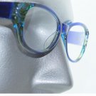 Reading Glasses Floral Feather Embossed Cobalt Blue Teal Green Accent +1.50 Lens