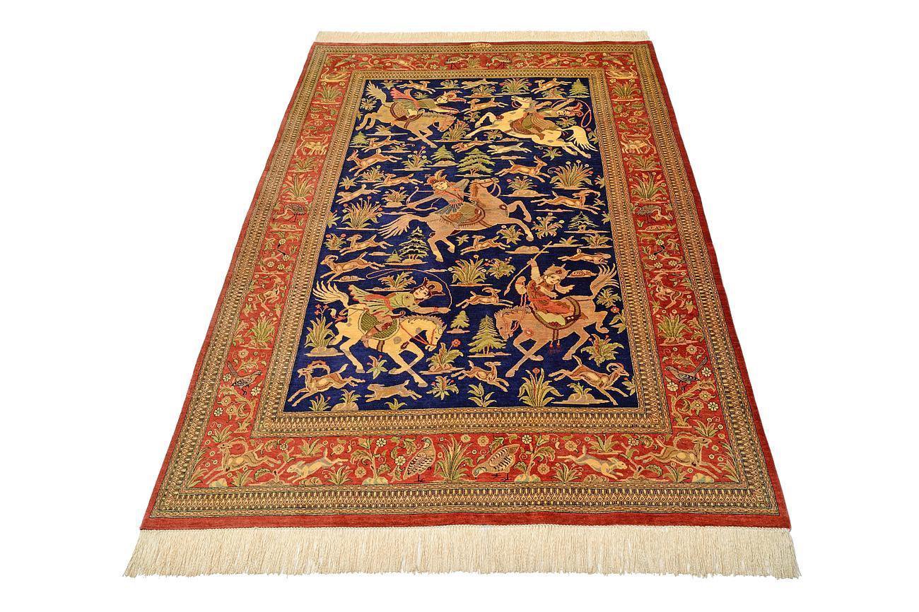 master made art feat Persian silk carpet/rug qom handmade 100% pure silk 600kpsi