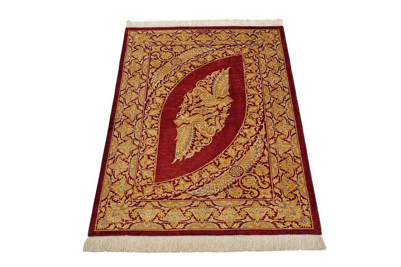 unique excellent design Persian silk rug qom handmade 100% pure silk 600/kpsi