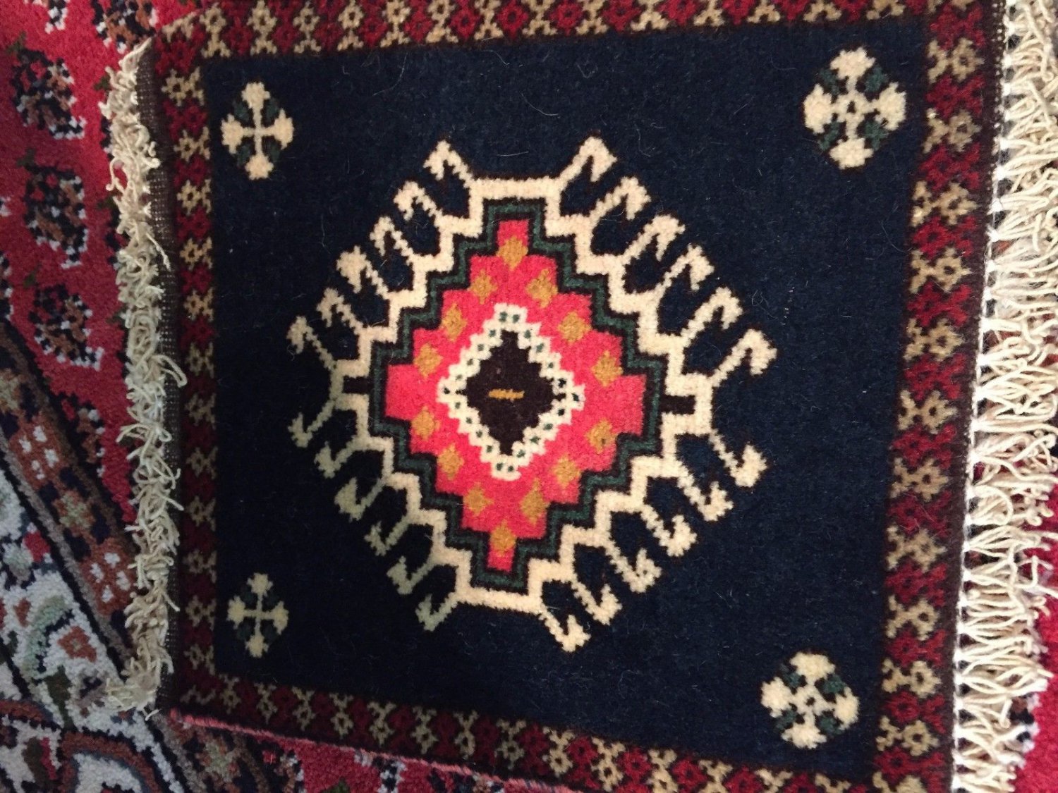 Genuine hand knotted rug decorative natural dye&natural sheep's wool art