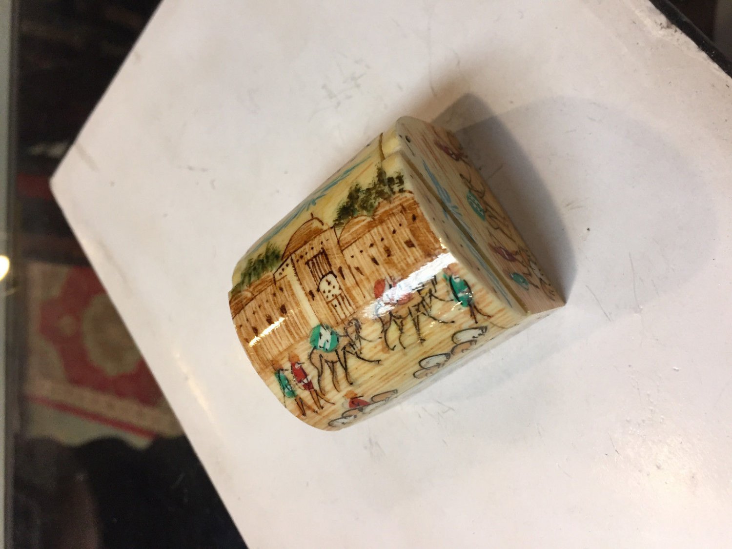 trinket gift decorative  box  camel bone miniature paint deal sale work of art