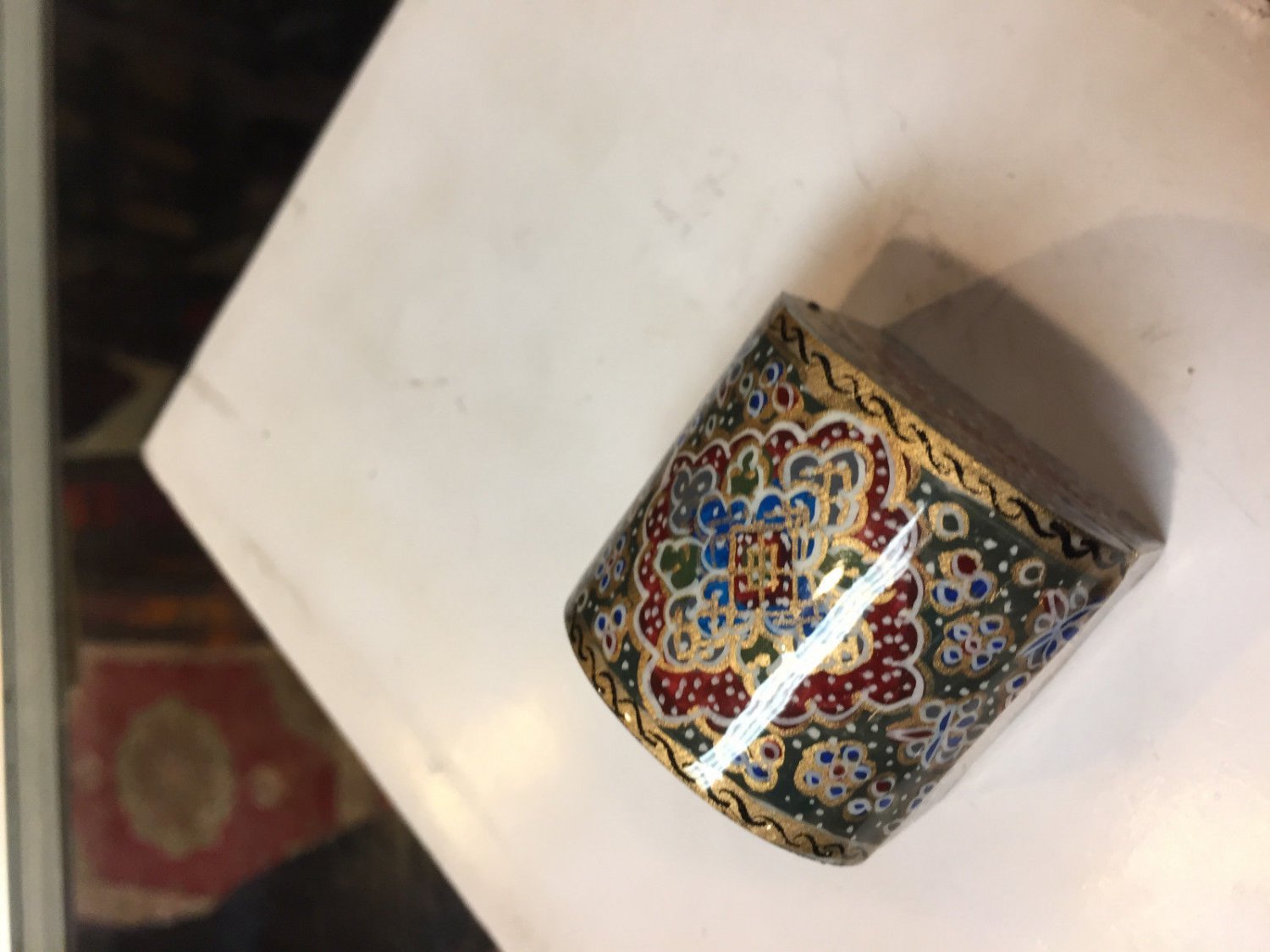 gold coin decorative  box  camel bone miniature paint deal sale work of art