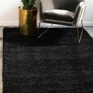 NEW Unique Loom Solo Solid Shag Modern Plush Jet Black 3' x 5' Area Rug