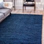 Unique Loom Solo Solid Shag Collection Modern Plush Navy Blue Area Rug 4x6 12789