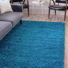 Unique Loom Solo Solid Shag Collection  modern Turquoise Area Rug (4'x6') 127969