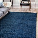 Unique Loom Solo Solid Shag Collection Modern Plush Navy Blue Area Rug 4x6