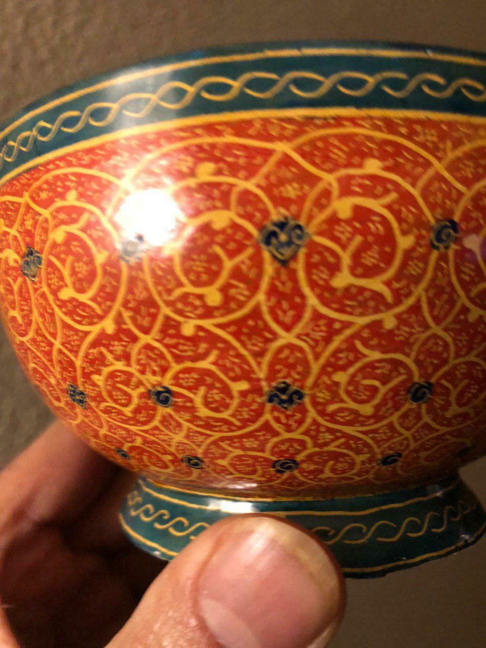 enamel bowl copper hand paint fix color  cooked in furnace fire anti scratch 5&acirc;��