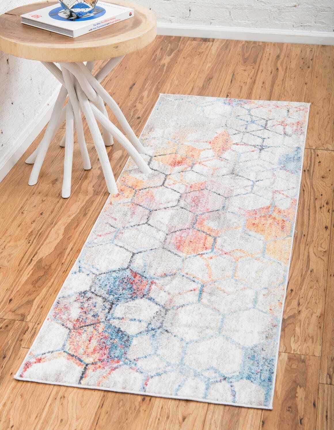 Unique Loom Rainbow Honeycomb Rug (2'x6') 142582