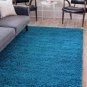 Unique Loom Solo Solid Shag Collection Modern Plush Turquoise Area Rug (4' x ...