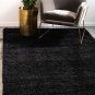 Unique Loom Solo Solid Shag Collection Modern Jet Black Area Rug(4' x 6') 127955