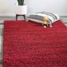 Unique Loom Solo Solid Shag Collection Modern Plush Cherry Red 10' x 13'