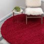 Unique Loom Solo Solid Shag Collection Modern Plush Cherry Red Round Rug (6' 0 x