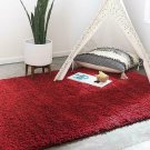 Unique Loom Solo Solid Shag Collection Modern Plush Cherry Red 5' x 8'