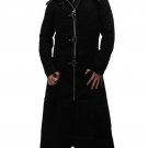 New Men Hooded black trench coat goth punk Long Jacket custom 100% cotton