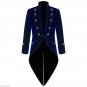 Men's Tail coat Jacket Blue Velvet Goth Steampunk Victorian Solid