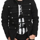 Men Black Guard Military Jacket Steampunk Vintage Pea Coat 100% Cotton