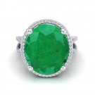 12 CTW Oval Cut Natural Emerald and Micro Pave Diamond Ring Appraised at $10250