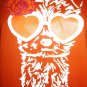 ANVIL - I LOVE PUPPIES - ORANGE - WHITE - GLITTER - T-SHIRT - LARGE - NEW - DOGS