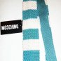 MOSCHINO - ITALY - WHITE - BLUE - SKINNY - STRIPED - SILK - TIE - NEW - TIES