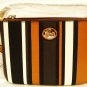COACH - PEYTON - STRIPED - BLACK - CARAMEL - WHITE - WRISTLET - PURSE - NEW