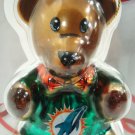 NFL - MIAMI DOLPHINS - CHRISTMAS - GLASS - TEDDY - BEAR - ORNAMENT - BRAND NEW