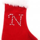 HOME ELEMENTS - "N" - JEWEL - MONOGRAM - WHITE - RED - MINI - STOCKING - NEW