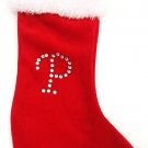 HOME ELEMENTS - "P" - JEWEL - MONOGRAM - WHITE - RED - MINI - STOCKING - NEW