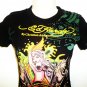 ED HARDY - CHRISTIAN AUDIGIER - MERMAID - PANTHER - GLITTER - BLACK - TEE - NEW