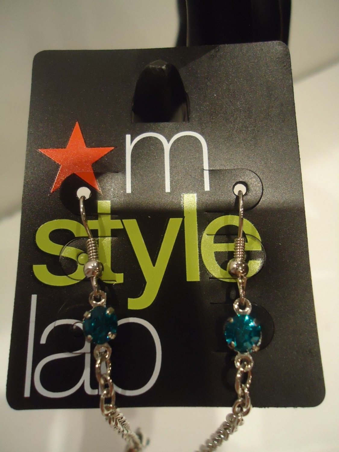 MACY'S M STYLE LAB BLUE SILVER SKULL FASHION EARRINGS NEW