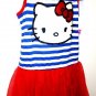 HELLO KITTY - KIDS - RED - WHITE - BLUE - GLITTER - DRESS - MEDIUM - 7/8 - NEW