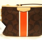 COACH - SIGNATURE - STRIPED - BROWN - BEIGE - RED - WRISTLET - PURSE - BRAND NEW