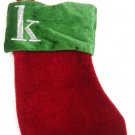 HOME ELEMENTS - "K" - VELVET - MONOGRAM - GREEN - RED - MINI - STOCKING - NEW